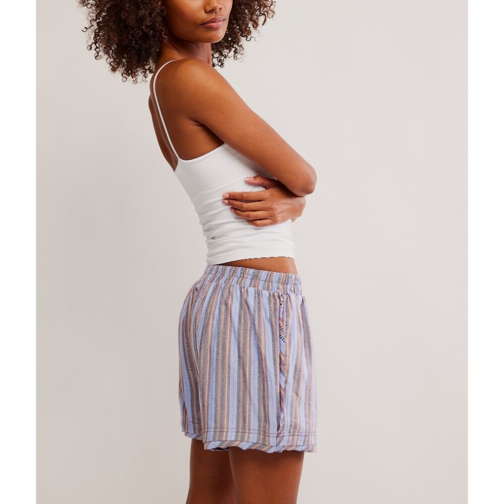 FREE PEOPLE We The Free Day To Day Flannel Boxers / Blue Combo - Picture 3 of 7
